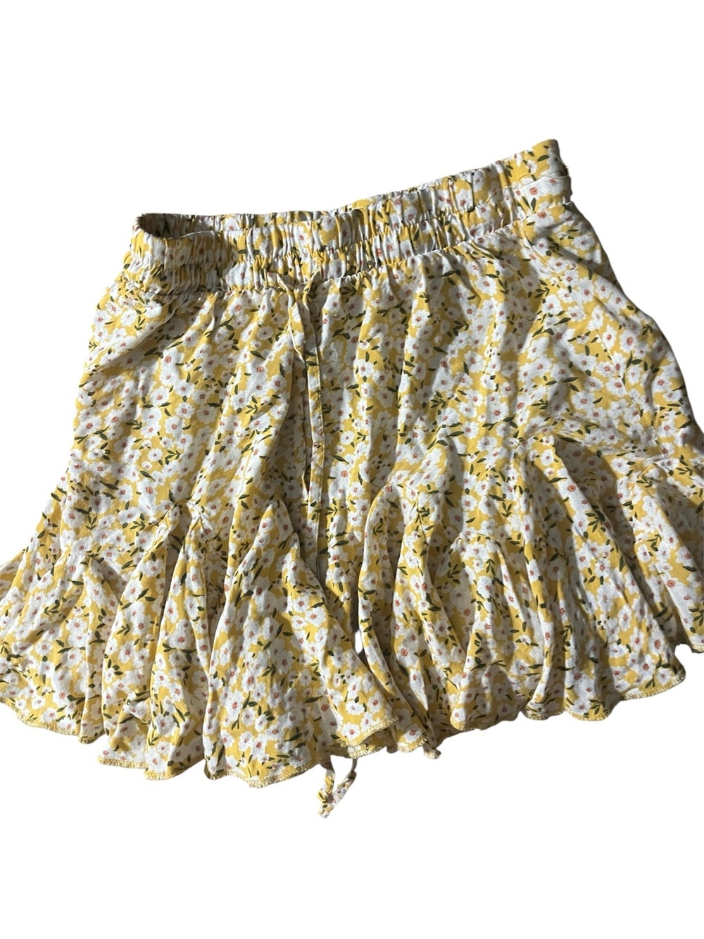 Aeropostale Yellow Floral Smocked Waist Skirt